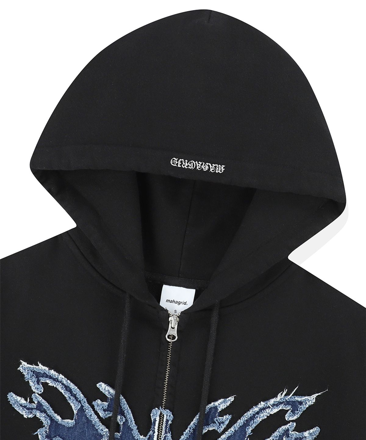 마하그리드(MAHAGRID) BUTTERFLY APPLIQUE HOOD ZIP-UP BLACK(MG2ESMM413A)