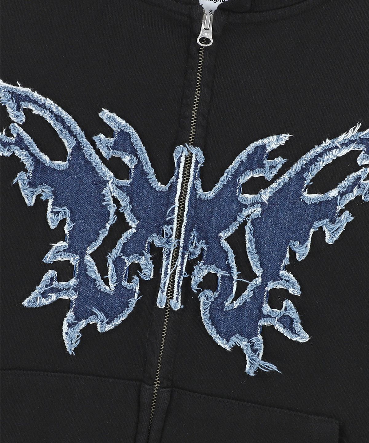 마하그리드(MAHAGRID) BUTTERFLY APPLIQUE HOOD ZIP-UP BLACK(MG2ESMM413A)