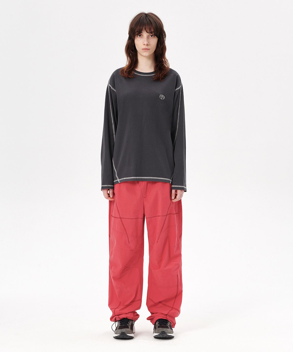 마하그리드(MAHAGRID) COVER STITCH PARACHUTE PANT RED(MG2ESMPA11A)