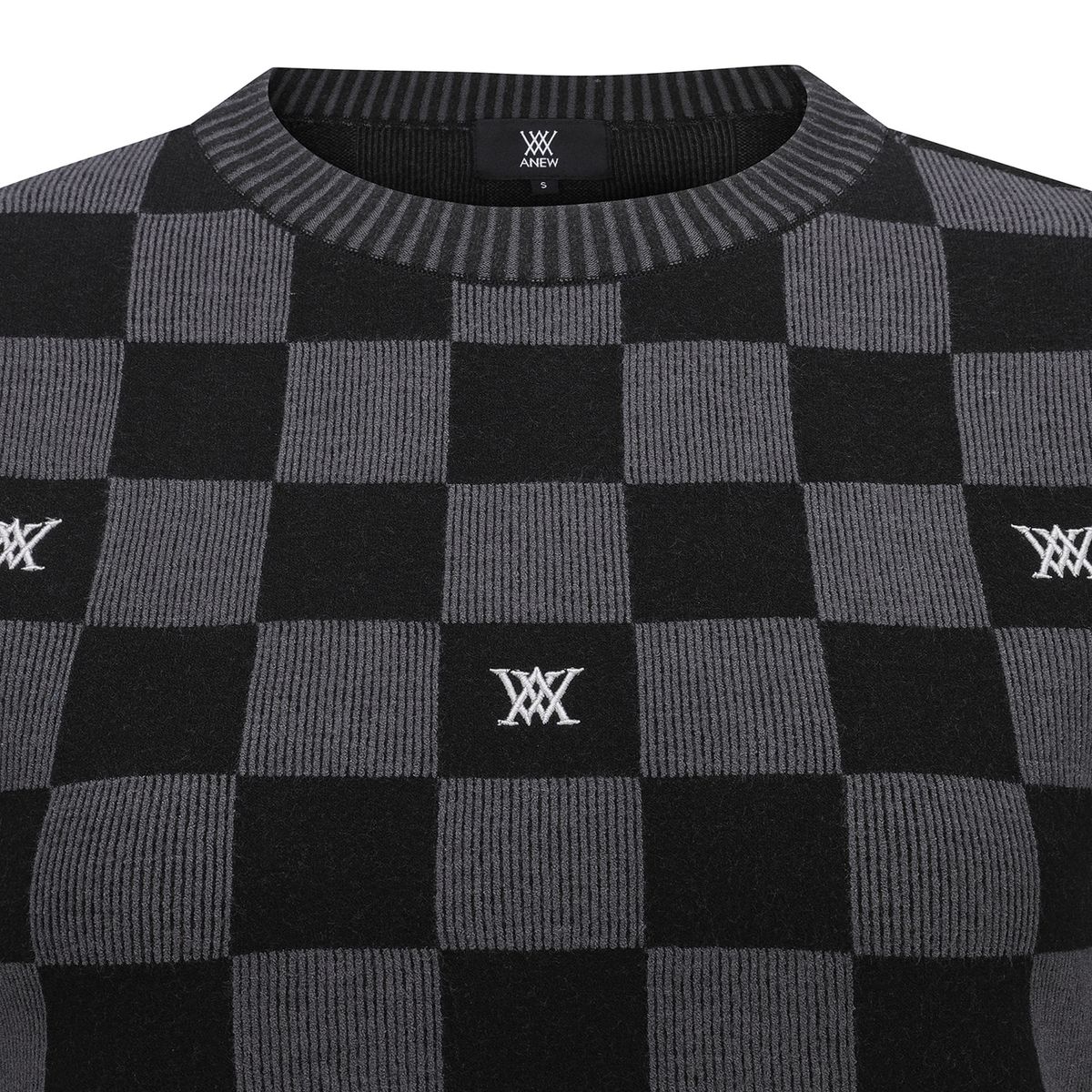 어뉴골프(ANEW GOLF) WOMEN CHECK BOARD PULLOVER_BK