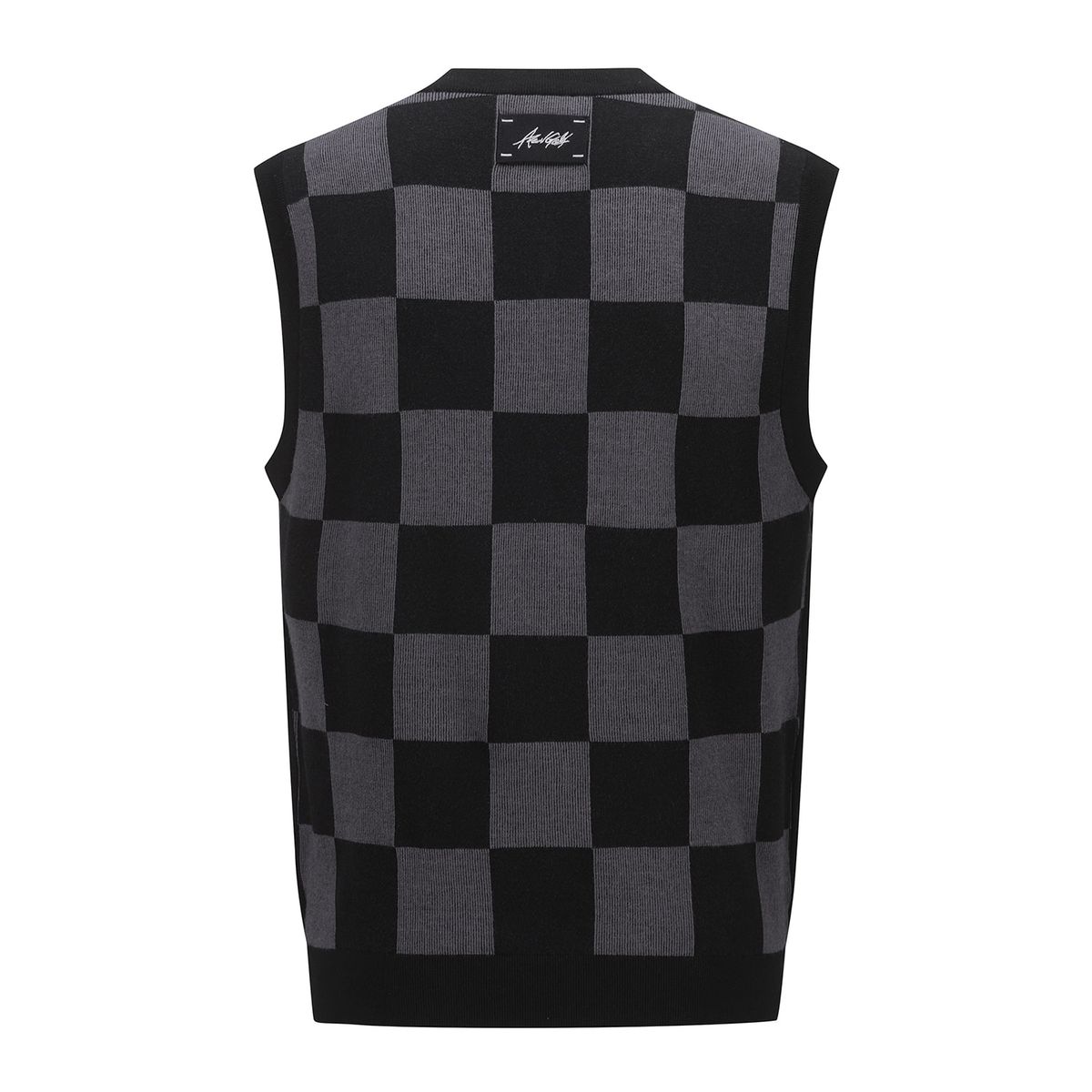 어뉴골프(ANEW GOLF) MEN CHECK BOARD V NECK VEST_BK