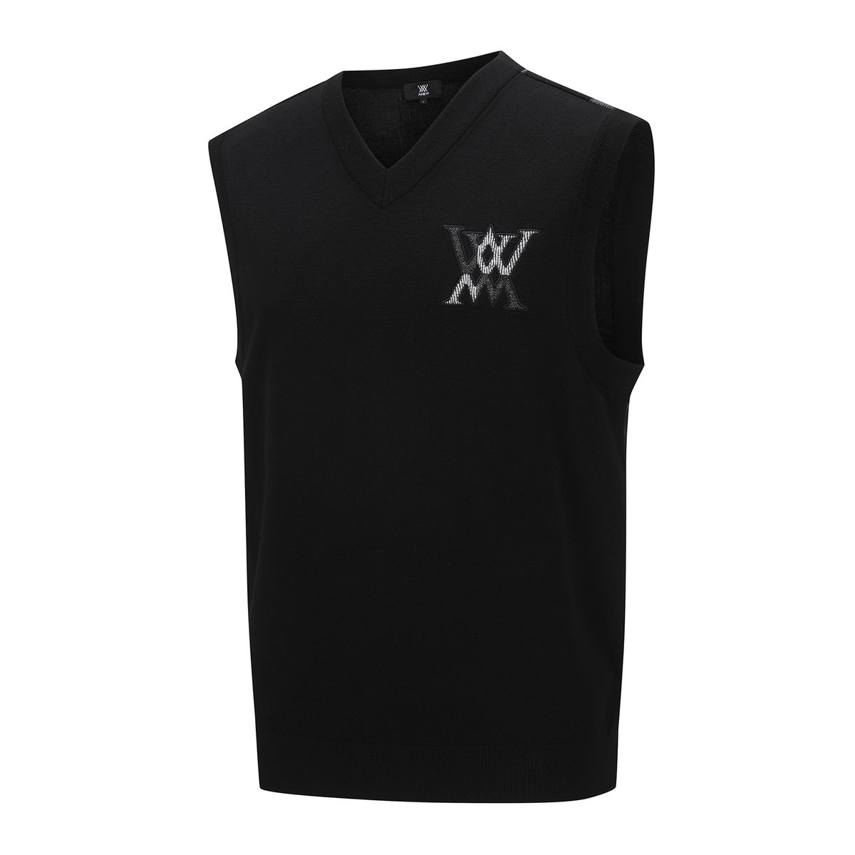 어뉴골프(ANEW GOLF) MEN CHECK BOARD V NECK VEST_BK
