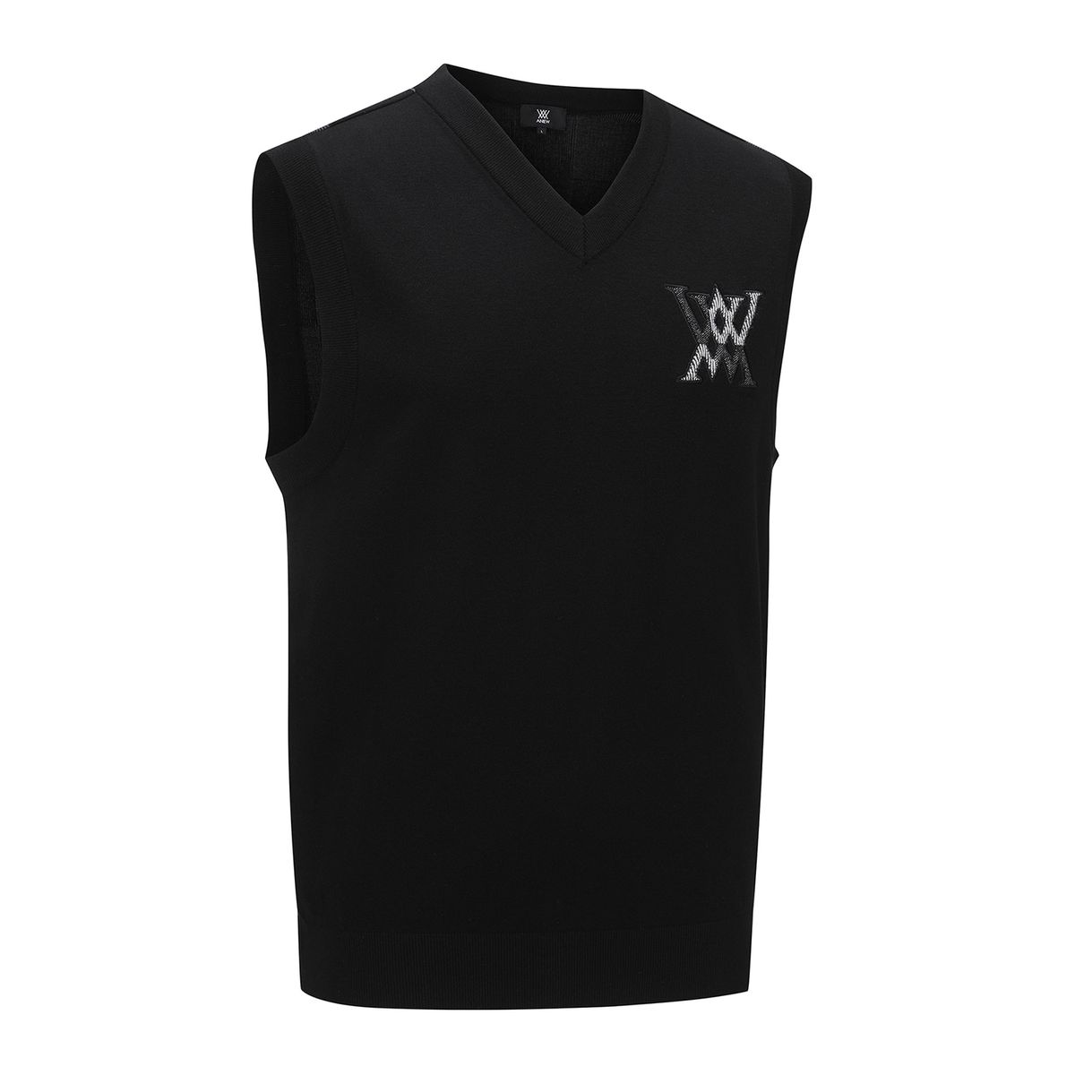 어뉴골프(ANEW GOLF) MEN CHECK BOARD V NECK VEST_BK