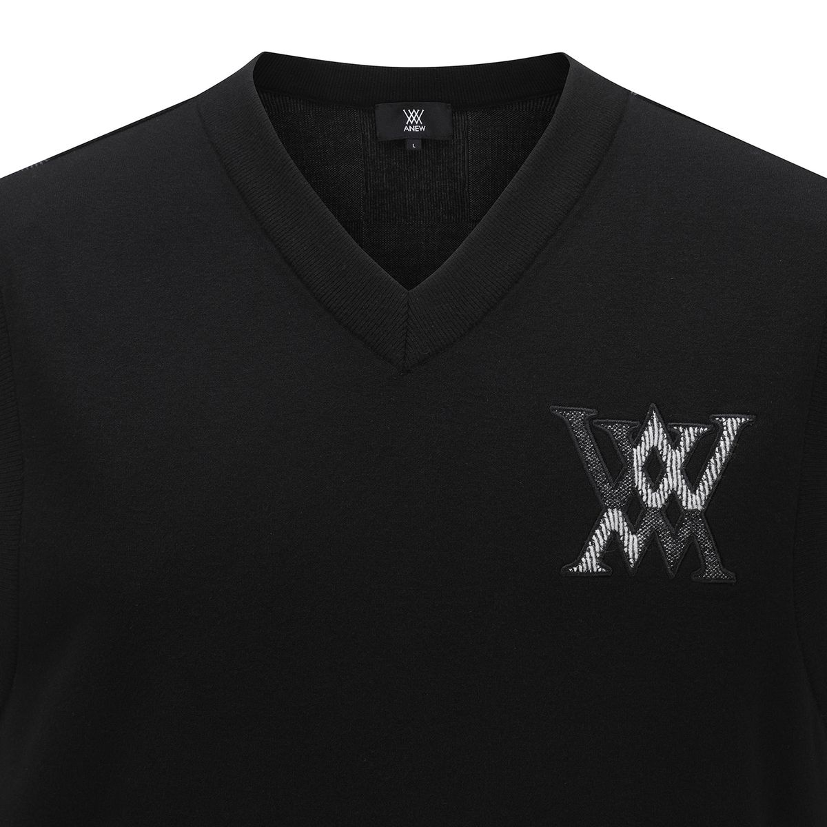 어뉴골프(ANEW GOLF) MEN CHECK BOARD V NECK VEST_BK