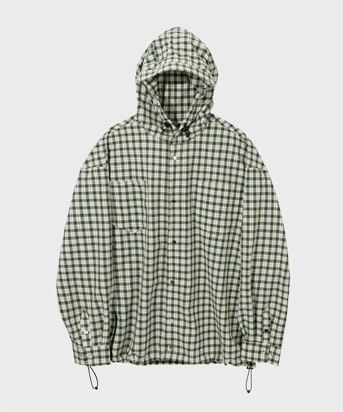 세컨모놀로그(SECONDMONO) 스냅 체크 후드 셔츠 자켓 [GREEN]_SEJK011GREEN