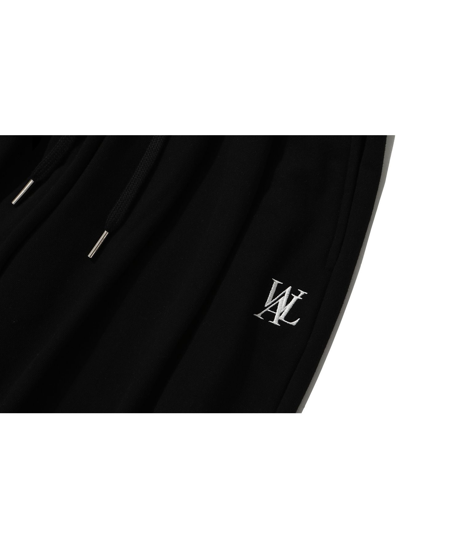 MUSINSA | WOOALONG Signature tuck wide pants - BLACK
