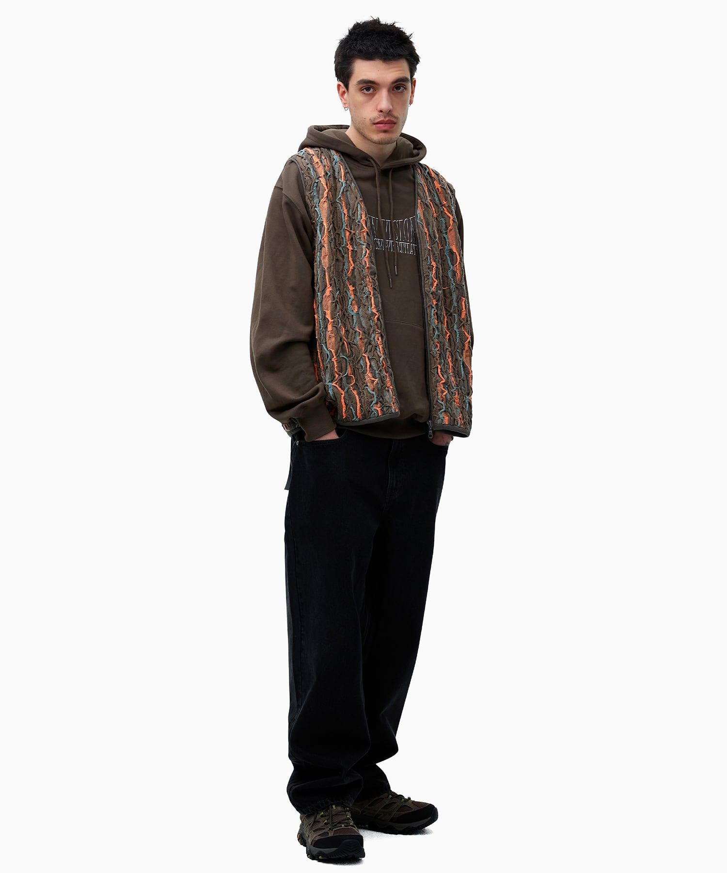 MUSINSA | thisisneverthat® 3D Cable Knit Vest Brown