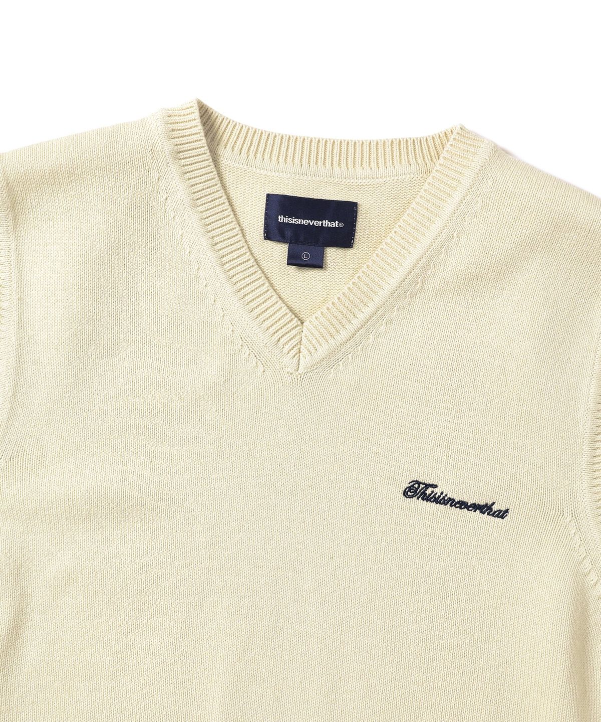 디스이즈네버댓(THISISNEVERTHAT) Script Logo Knit Vest Ivory