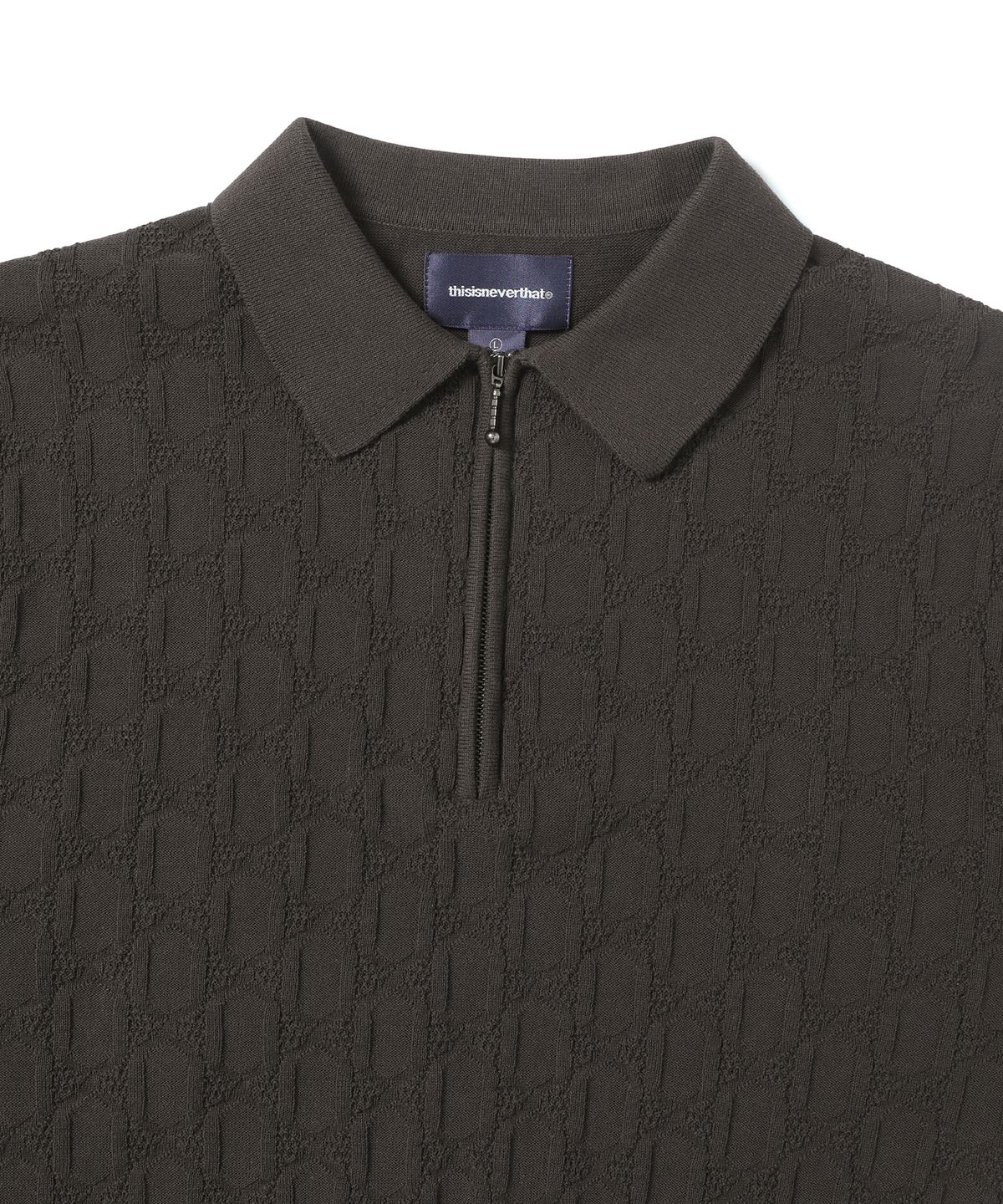 디스이즈네버댓(THISISNEVERTHAT) Cable Knit Zip Polo Brown