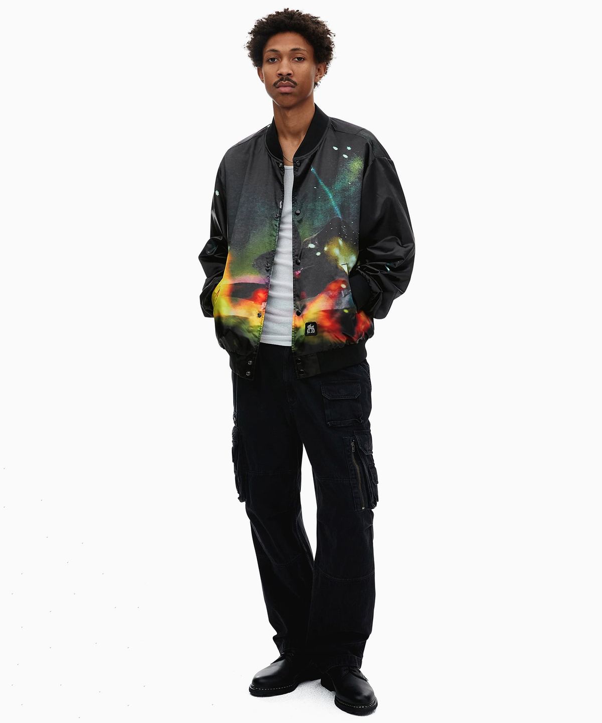 디스이즈네버댓(THISISNEVERTHAT) Flame Satin Jacket Black