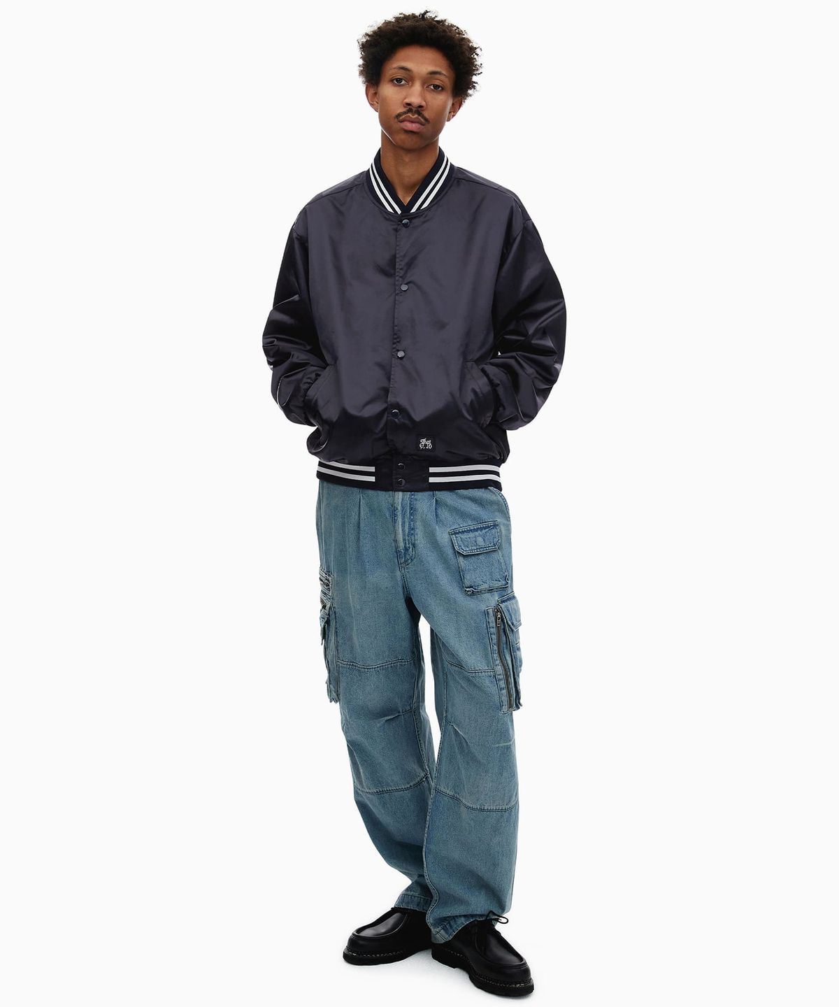 디스이즈네버댓(THISISNEVERTHAT) Satin Jacket Navy