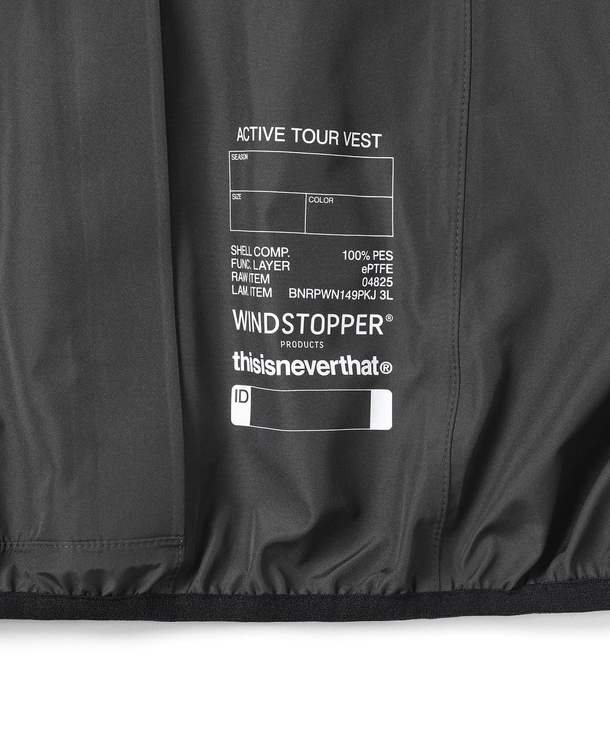 디스이즈네버댓(THISISNEVERTHAT) WINDSTOPPER® Active Tour Vest Black