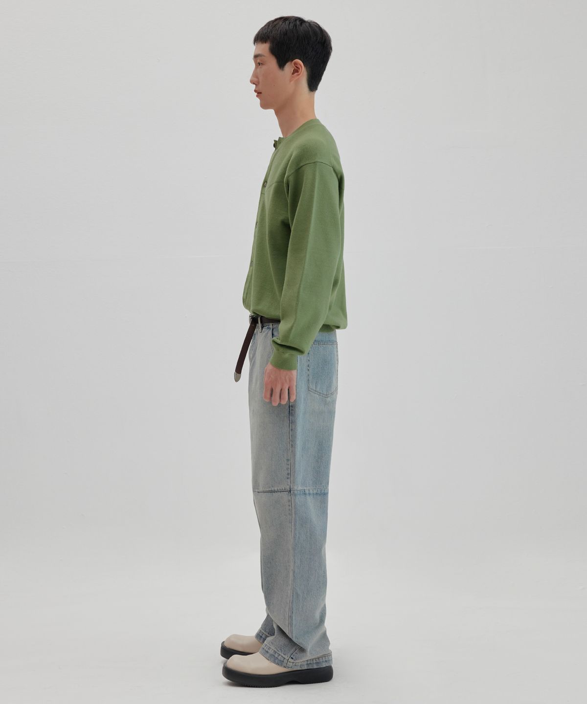 넌블랭크(NONBLANK) 라운드 가디건 니트_GREEN