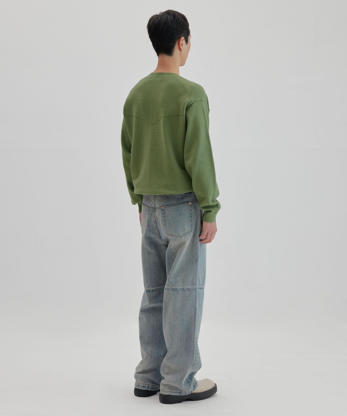 넌블랭크(NONBLANK) 라운드 가디건 니트_GREEN