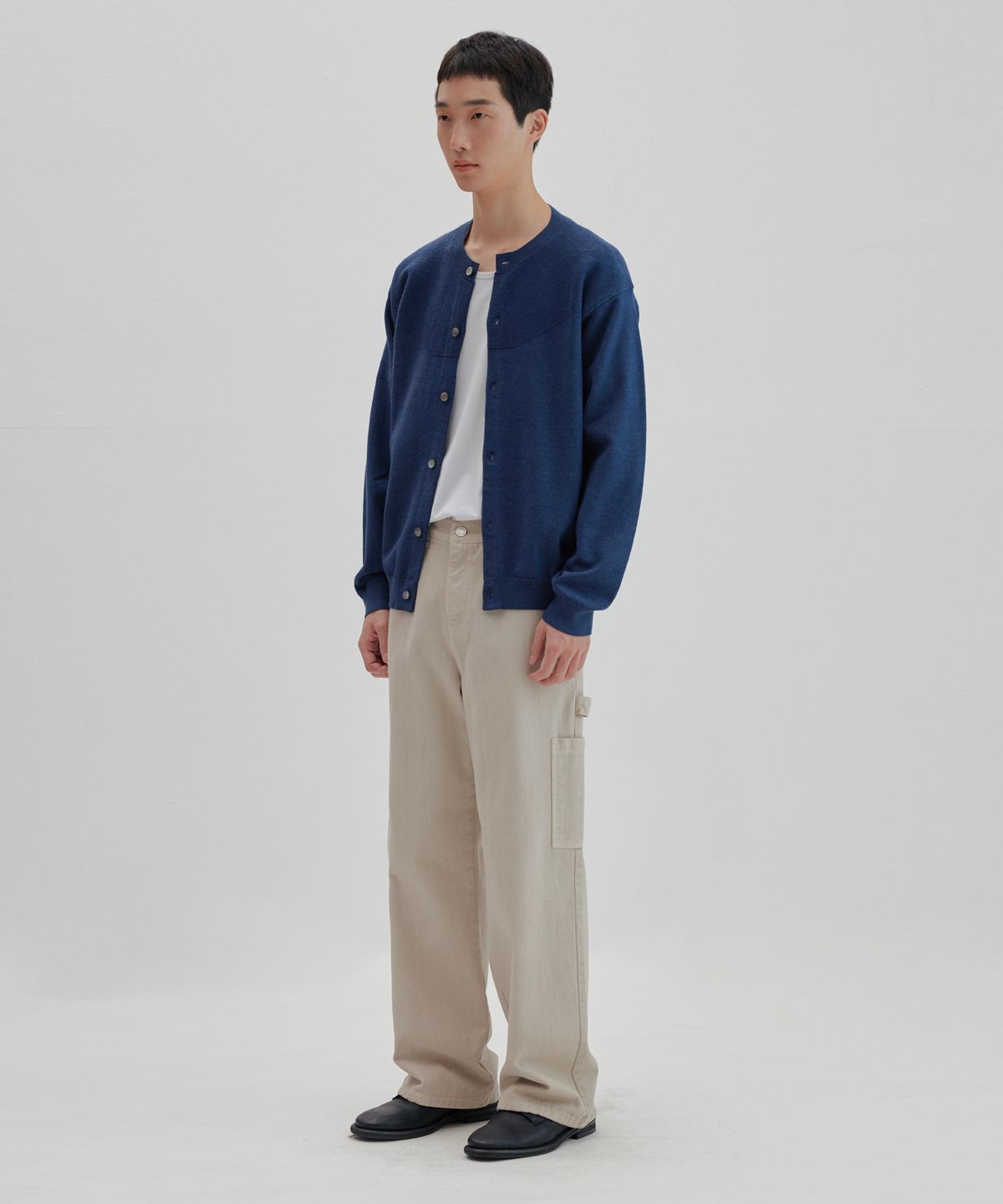 넌블랭크(NONBLANK) 라운드 가디건 니트_INDIGO BLUE