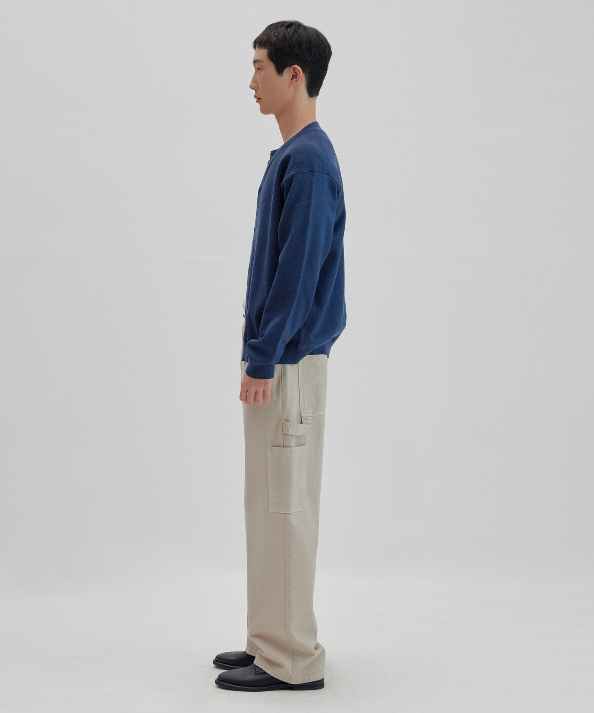 넌블랭크(NONBLANK) 라운드 가디건 니트_INDIGO BLUE