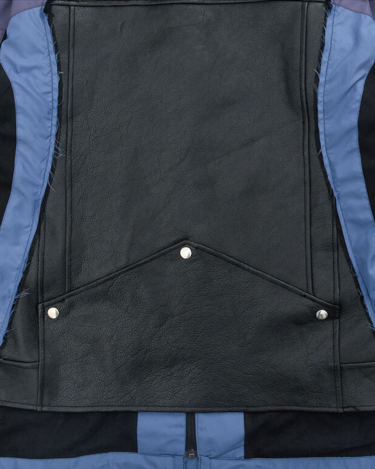 더뮤지엄비지터(THEMUSEUMVISITOR) LEATHER MIX WINDBREAKER (BLUE)