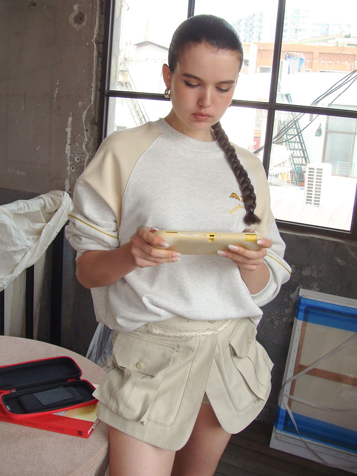기준(KIJUN) Art School Pullover UNISEX Melange Oatmeal Cream