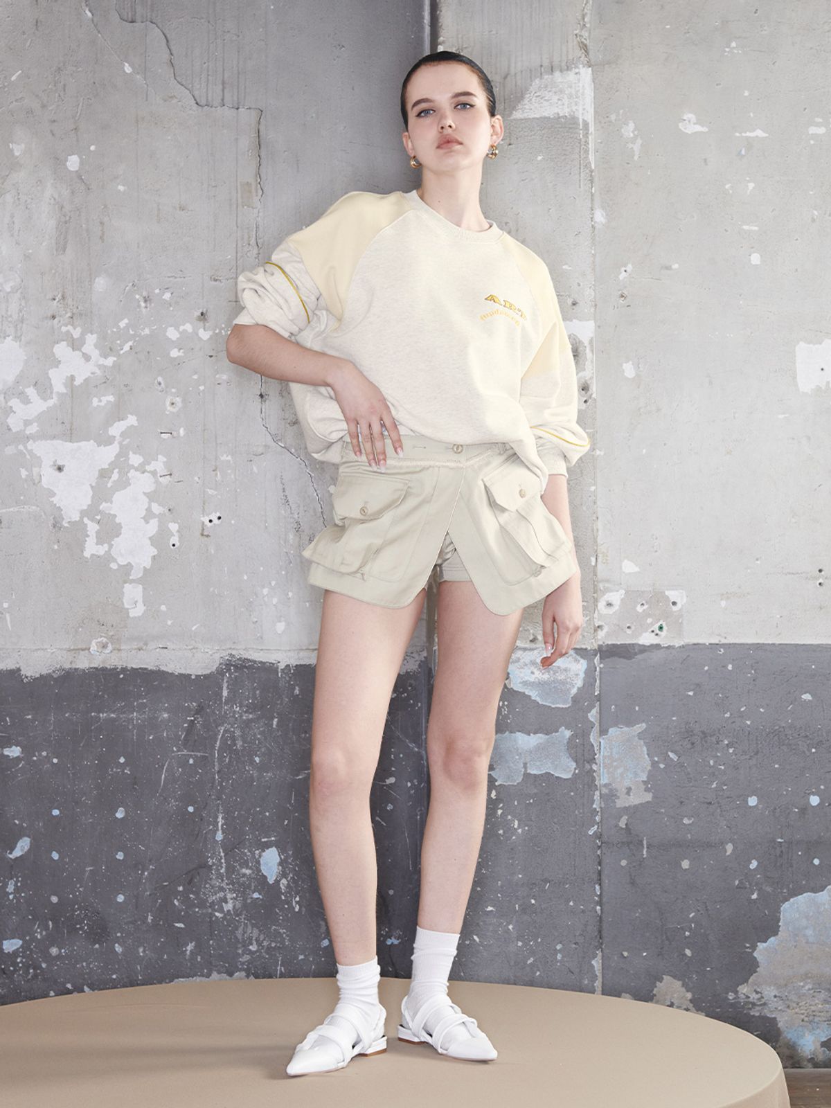 기준(KIJUN) Art School Pullover UNISEX Melange Oatmeal Cream