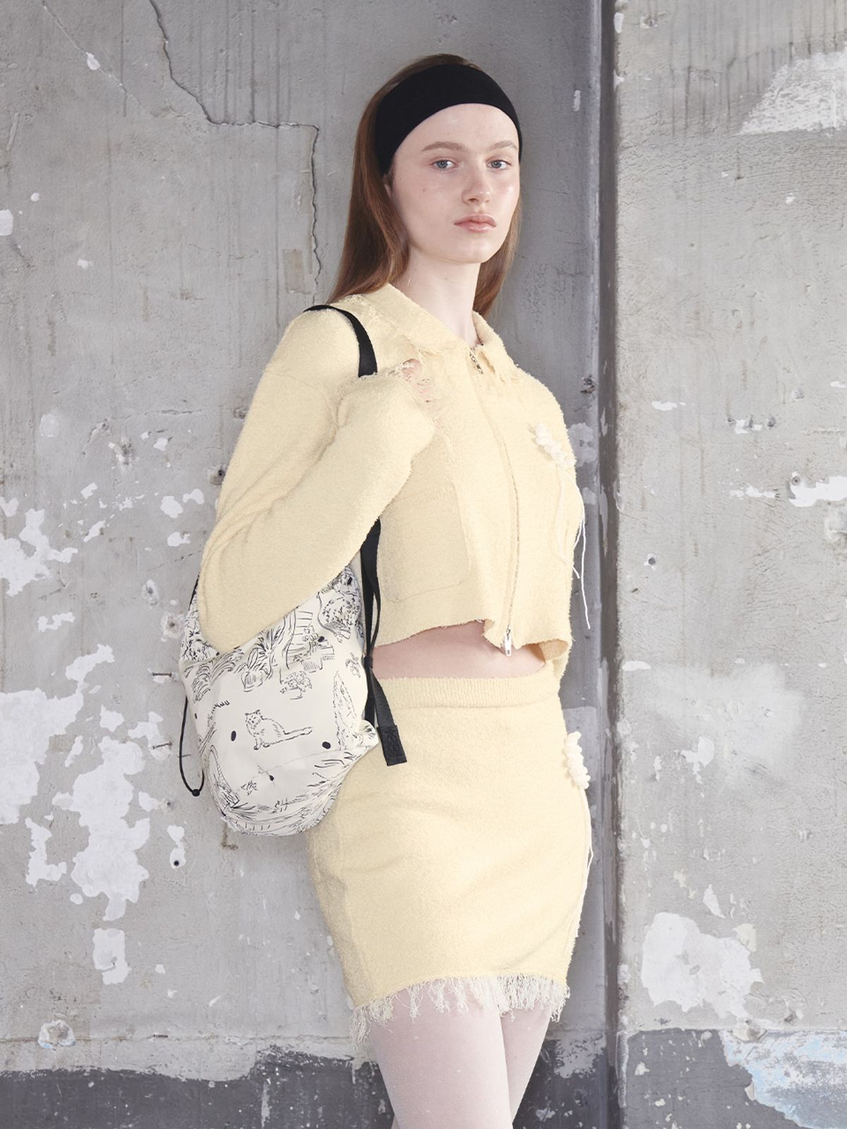 기준(KIJUN) Sun Crochet Knit Jacket Yellow
