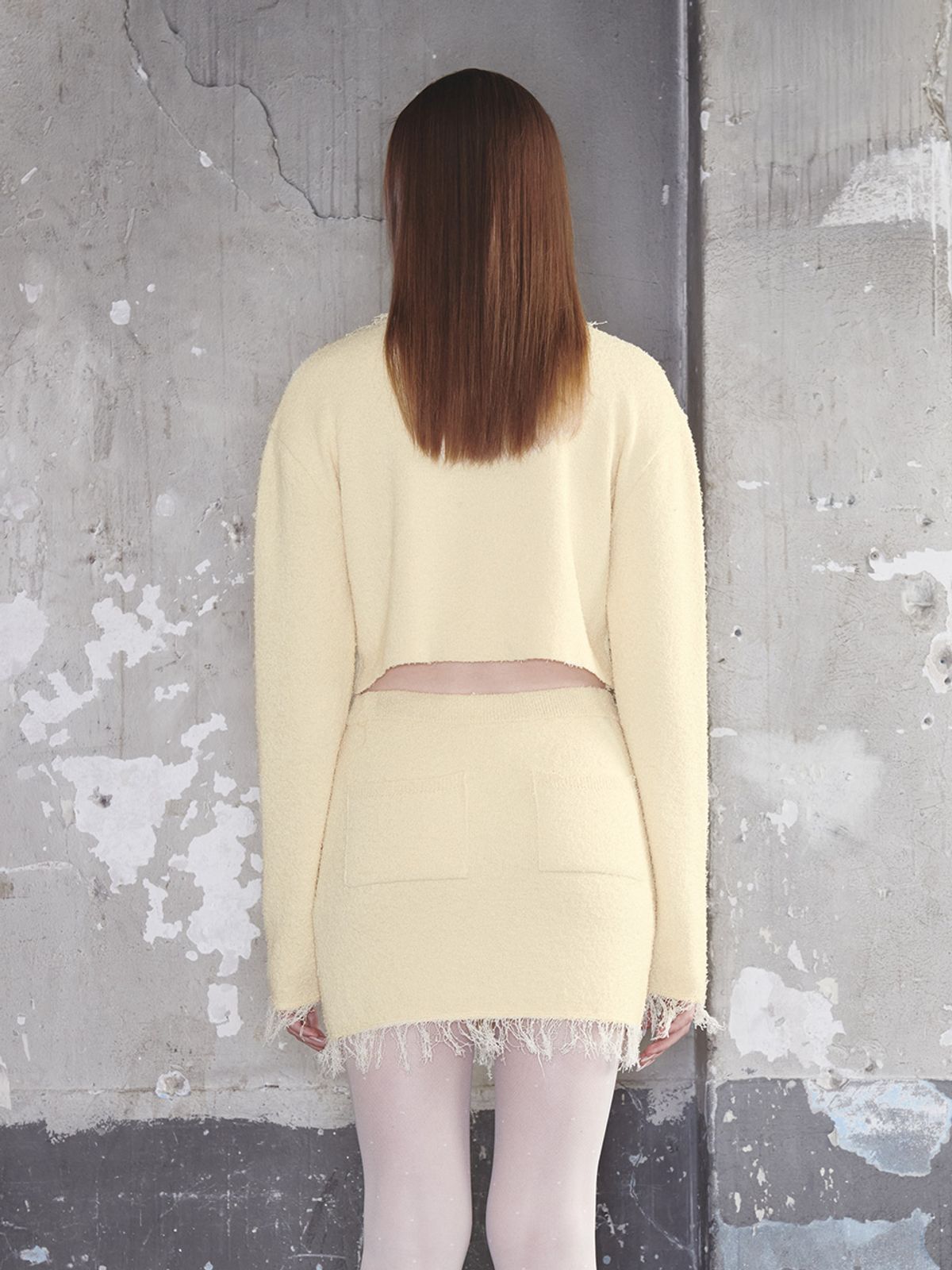 기준(KIJUN) Sun Crochet Knit Jacket Yellow