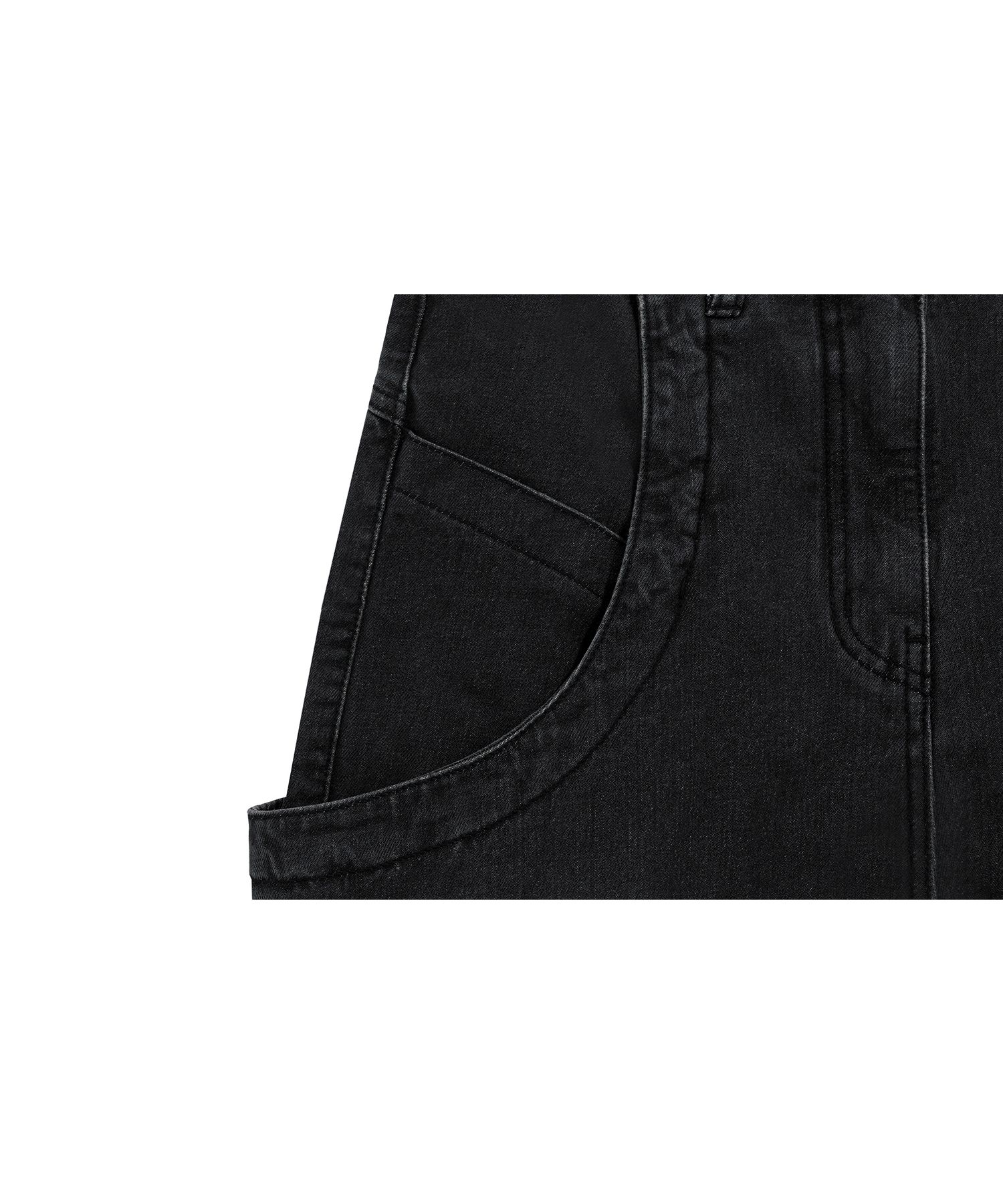 MUSINSA公式 | WOOALONG Washing curve pocket wide denim pants