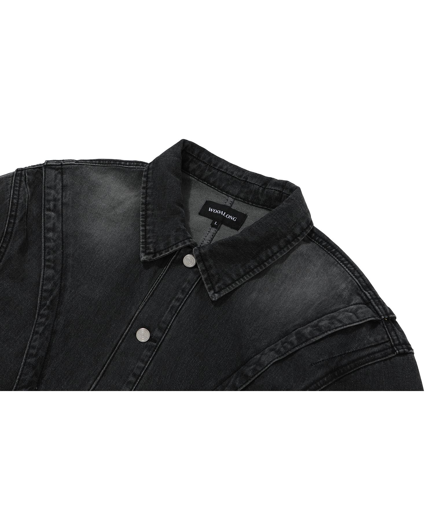 ☆送料・関税込☆WOOALONG★Washing curve pocket denim jacket WOOALONG]☆ Washing curve pocket denim jacket アウター