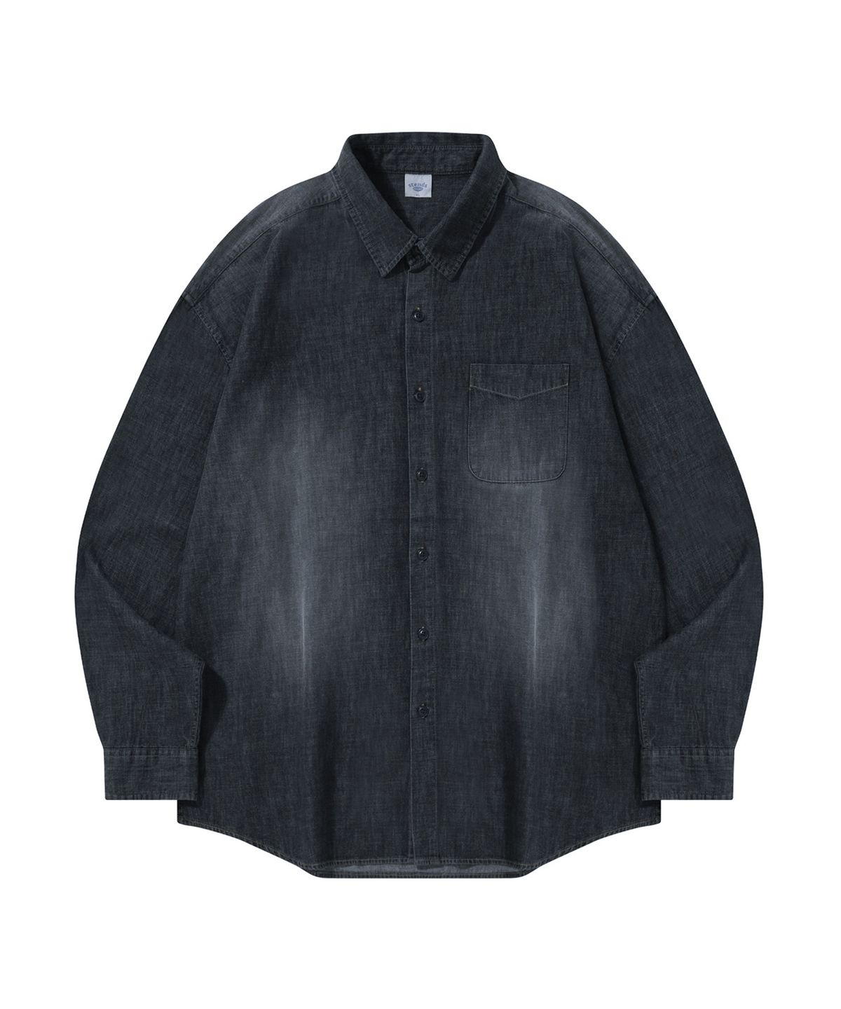 스탠즈(STENDS) [M~4XL] 페이드 워싱 데님 셔츠_블랙