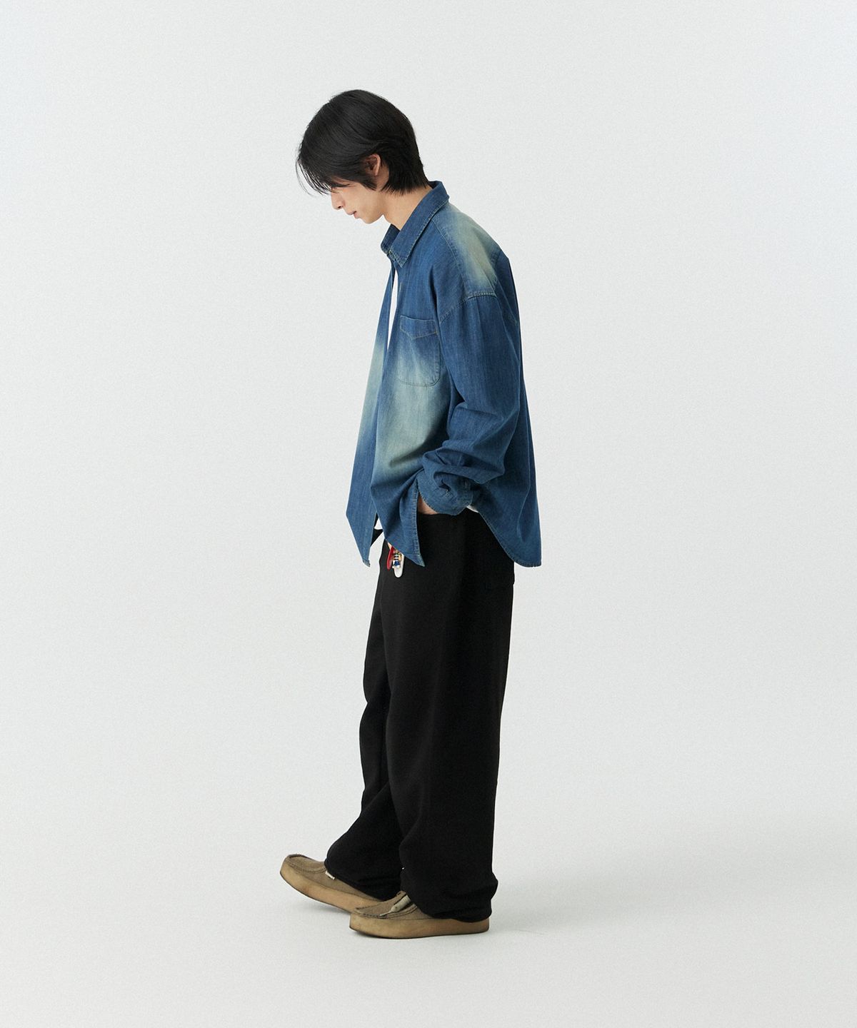 스탠즈(STENDS) [M~4XL] 페이드 워싱 데님 셔츠_블루