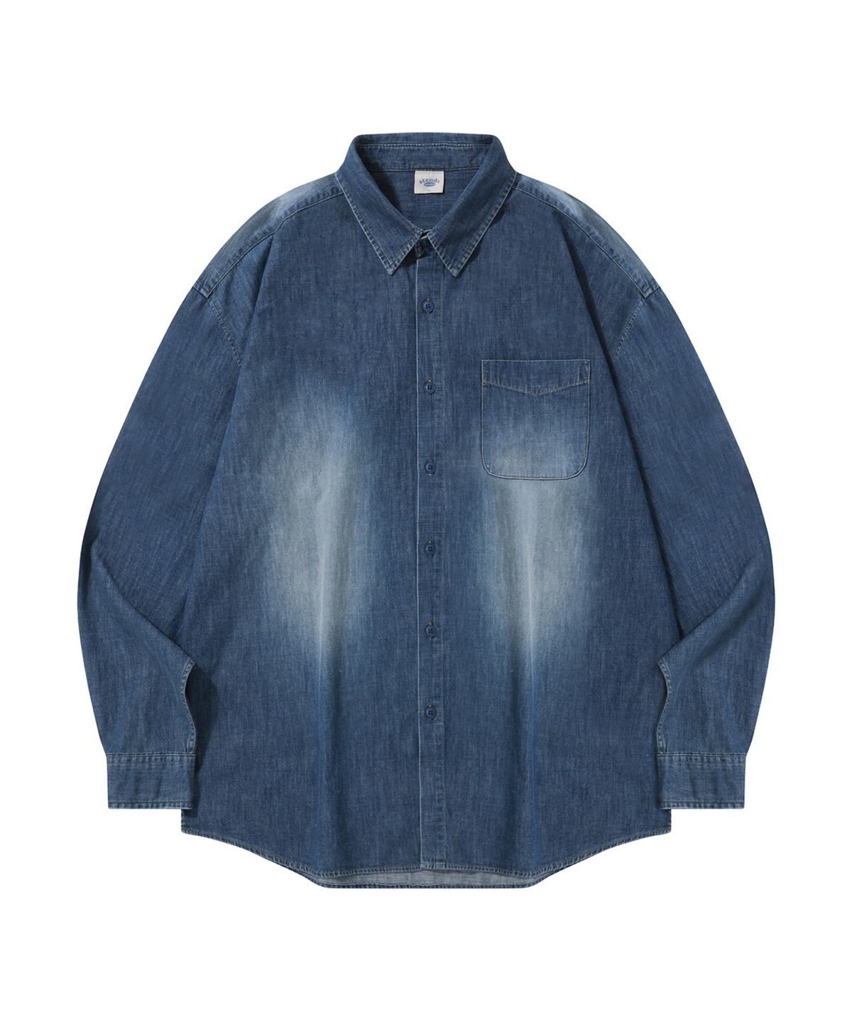 스탠즈(STENDS) [M~4XL] 페이드 워싱 데님 셔츠_블루