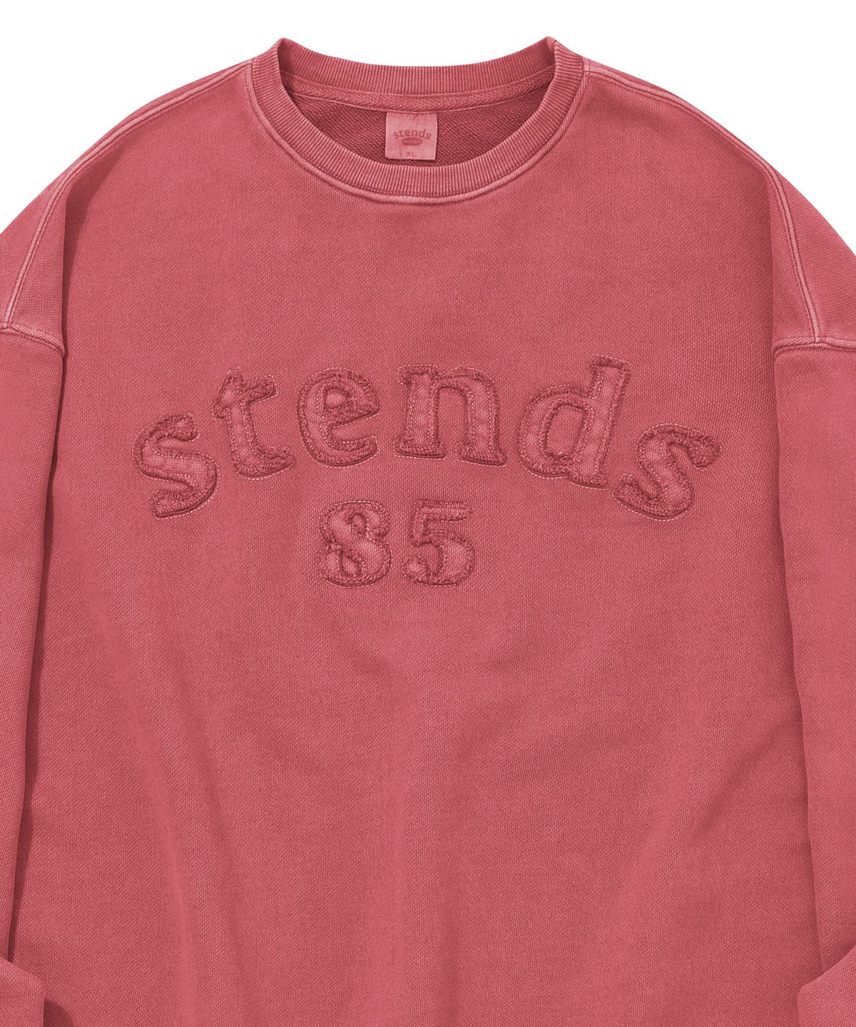 스탠즈(STENDS) [M~4XL] 피그먼트 아치 로고 크루넥_핑크