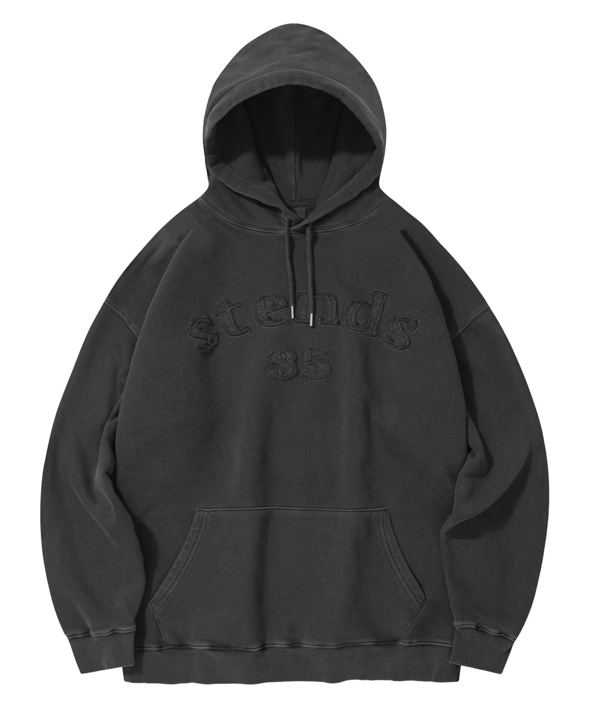 스탠즈(STENDS) [M~4XL] 피그먼트 아치 로고 후디_차콜