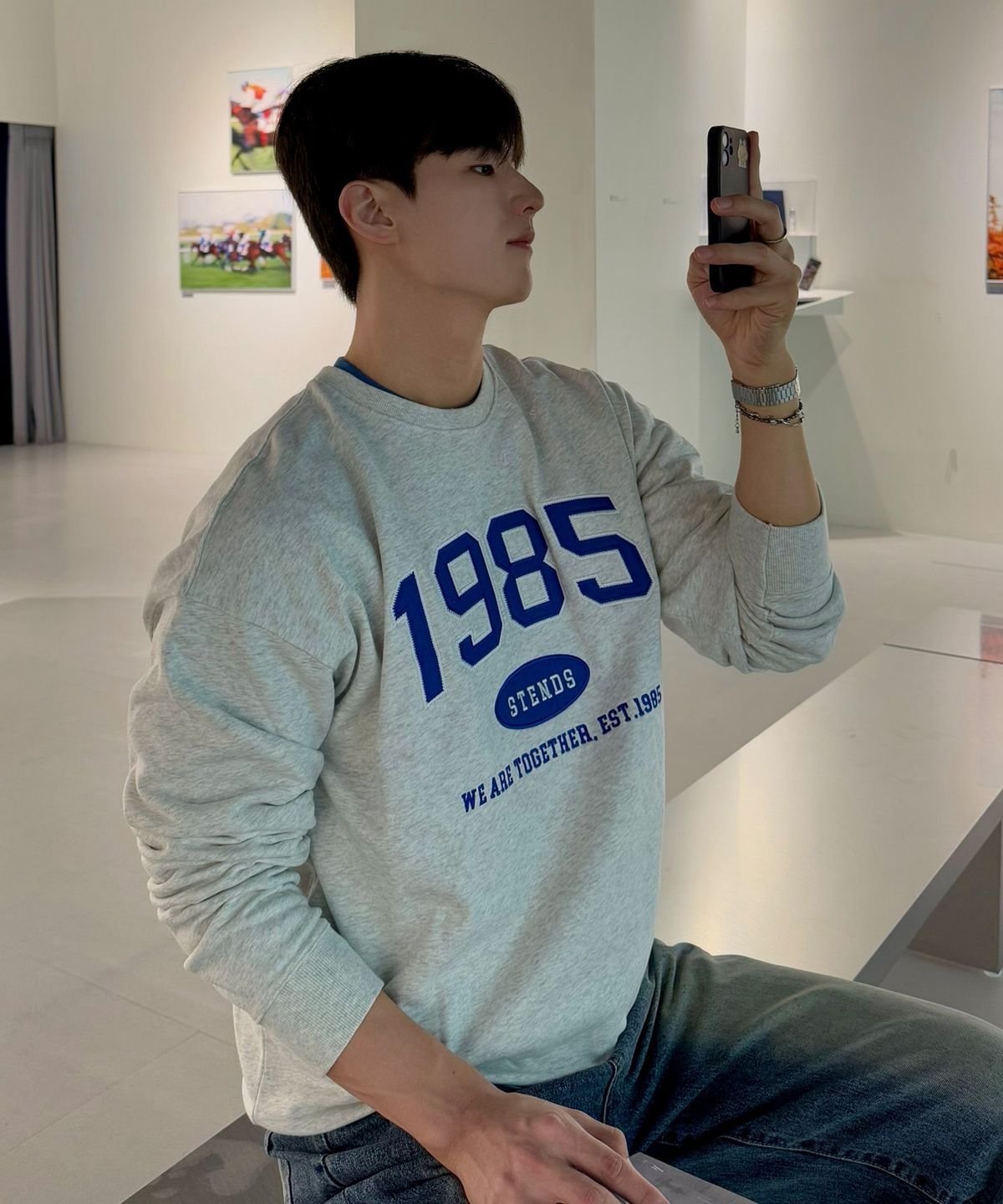 스탠즈(STENDS) [M~4XL] 오리지널 1985 크루넥_그레이-블루