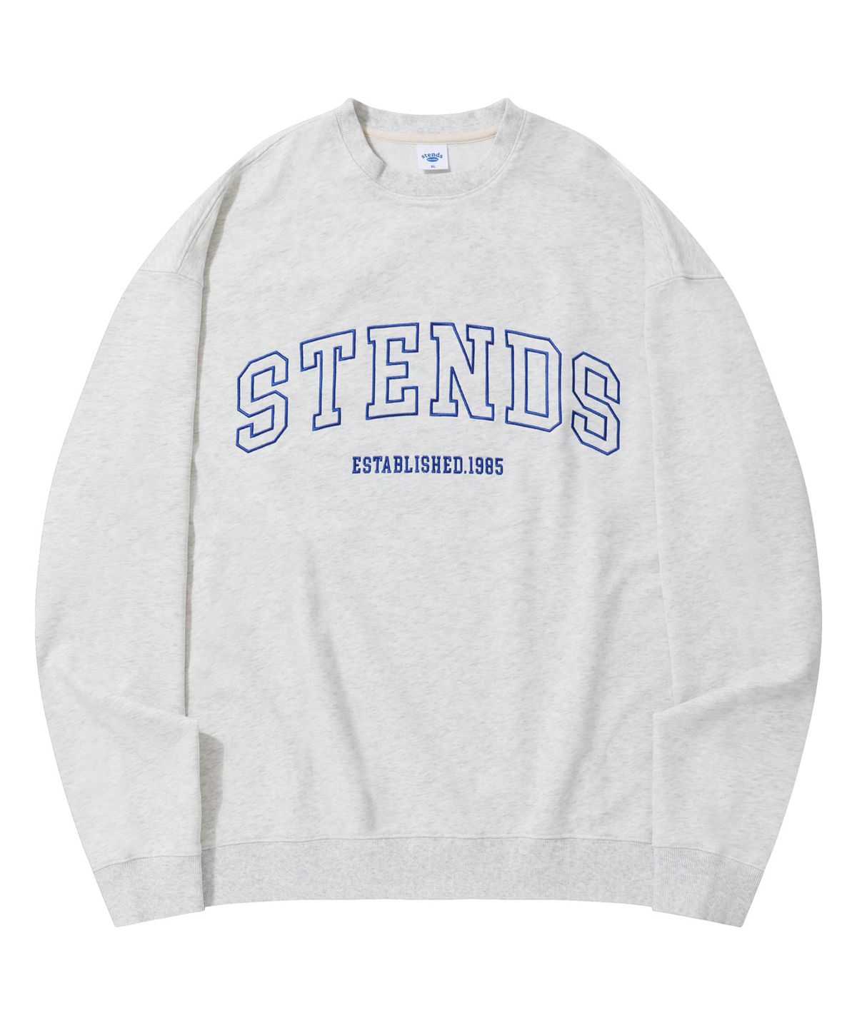 스탠즈(STENDS) [M~4XL] 오리지널 스트로크 로고 크루넥_멜란지 그레이