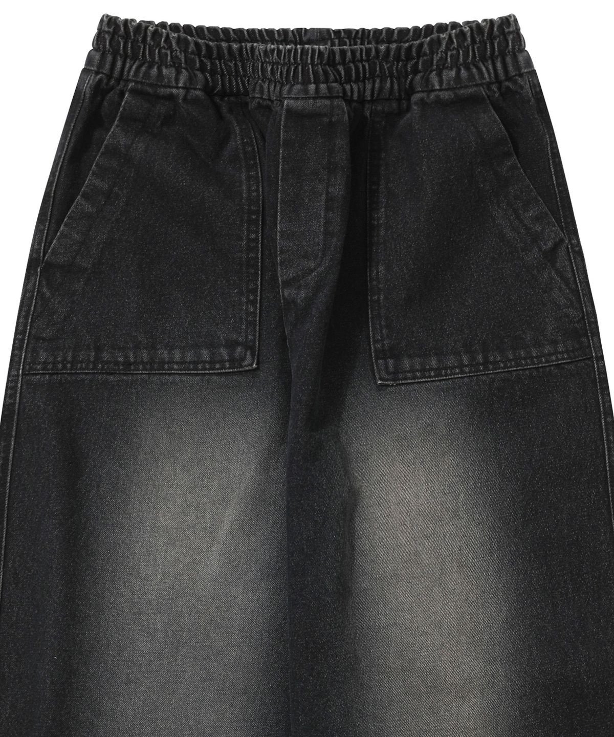 스탠즈(STENDS) [M~4XL] 퍼티그 밴딩 데님 팬츠_블랙