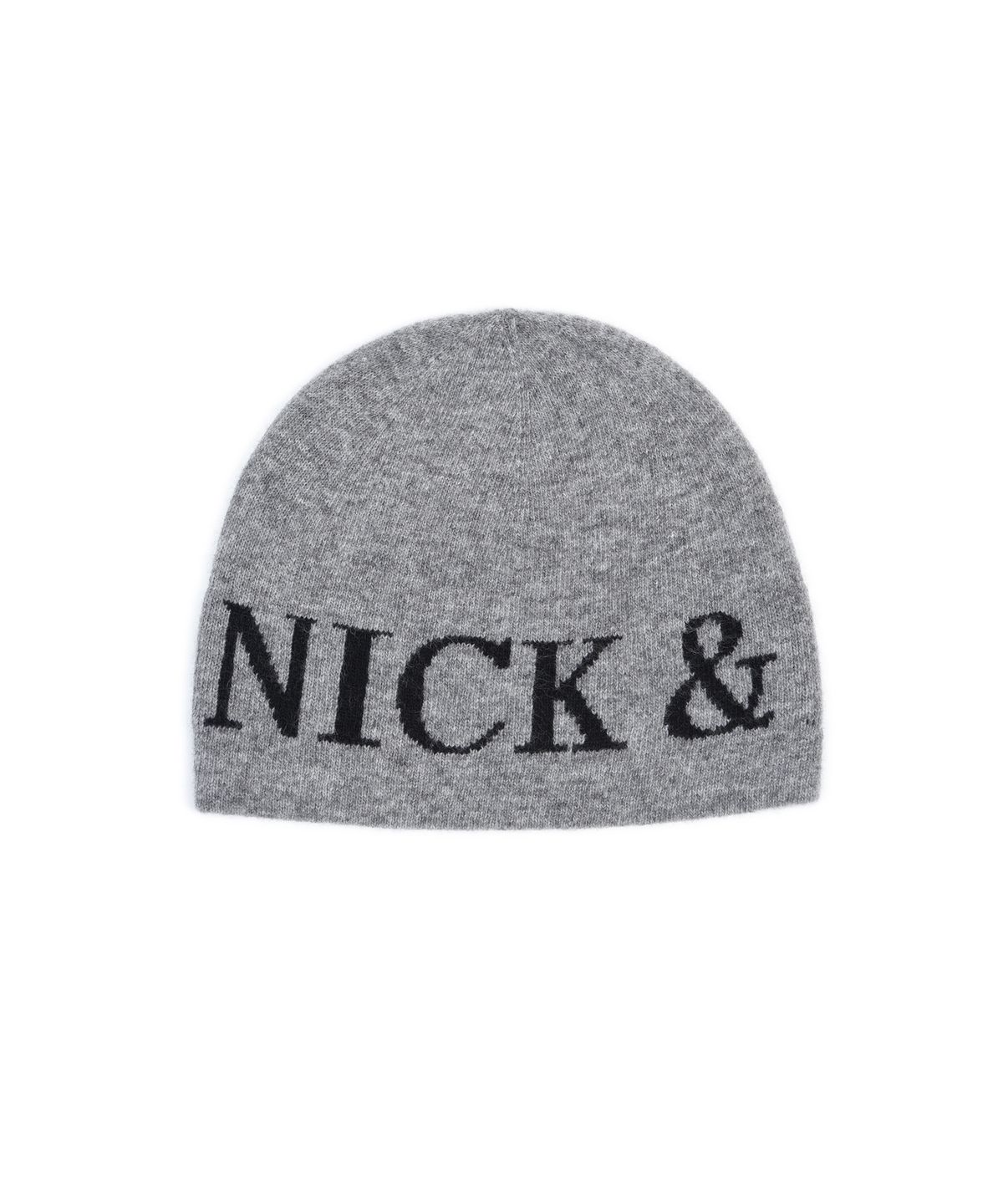 닉앤니콜(NICK&NICOLE) CASHMERE LETTERING JAQUARD BEANIE_GRAY