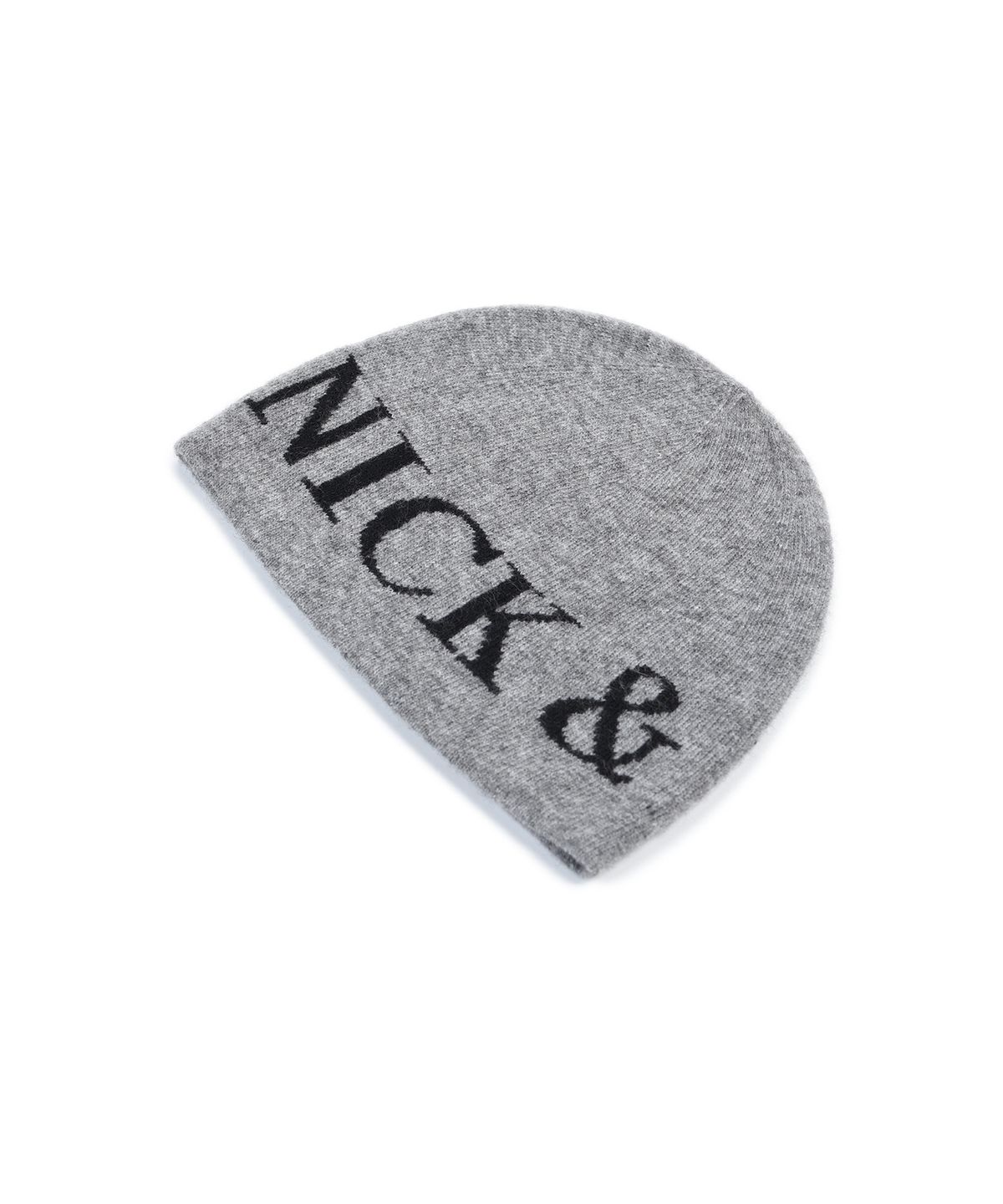 닉앤니콜(NICK&NICOLE) CASHMERE LETTERING JAQUARD BEANIE_GRAY