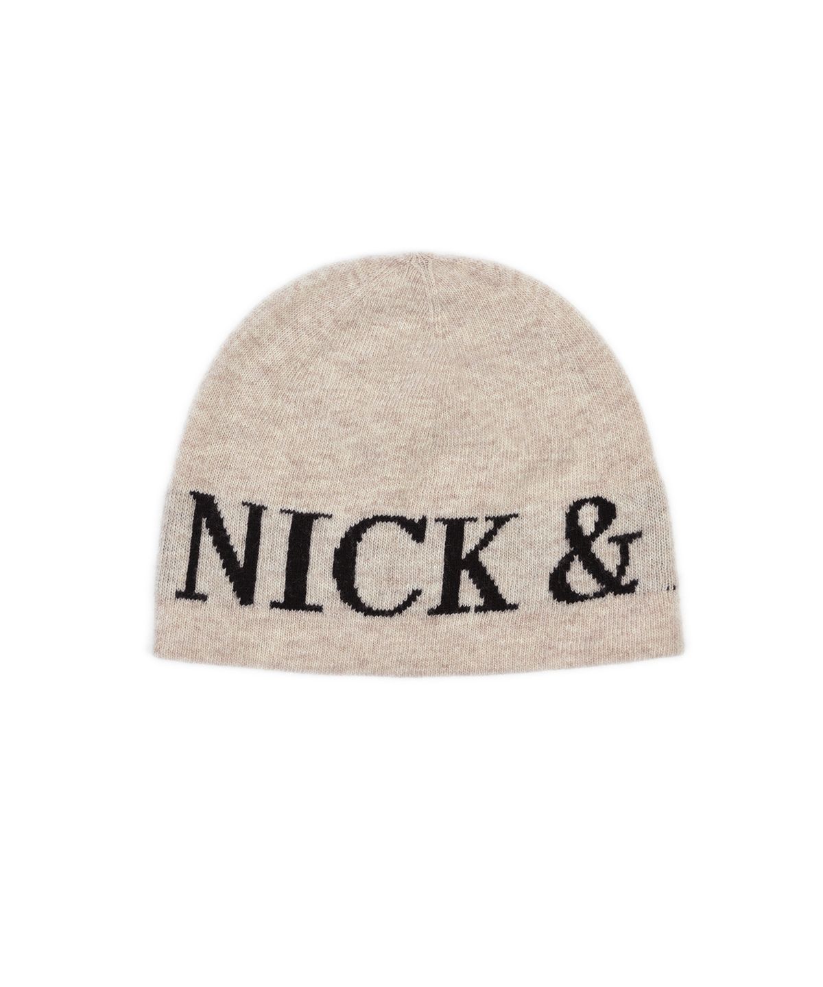 닉앤니콜(NICK&NICOLE) CASHMERE LETTERING JAQUARD BEANIE_BEIGE