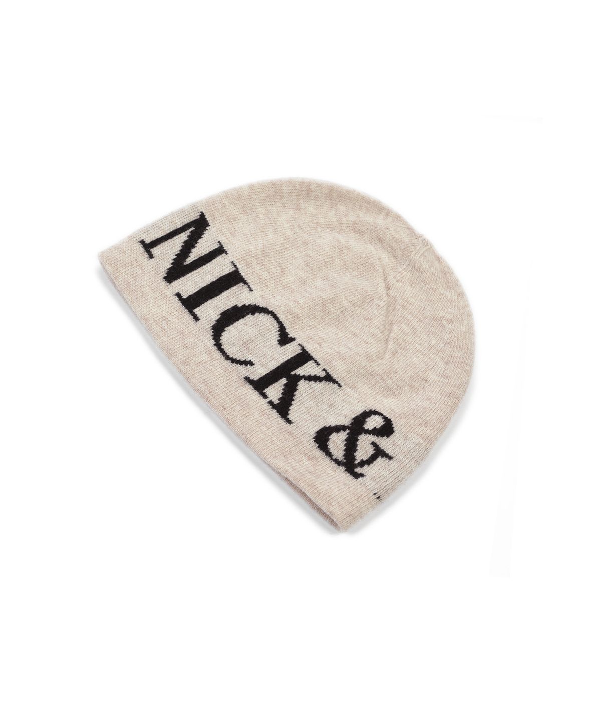 닉앤니콜(NICK&NICOLE) CASHMERE LETTERING JAQUARD BEANIE_BEIGE