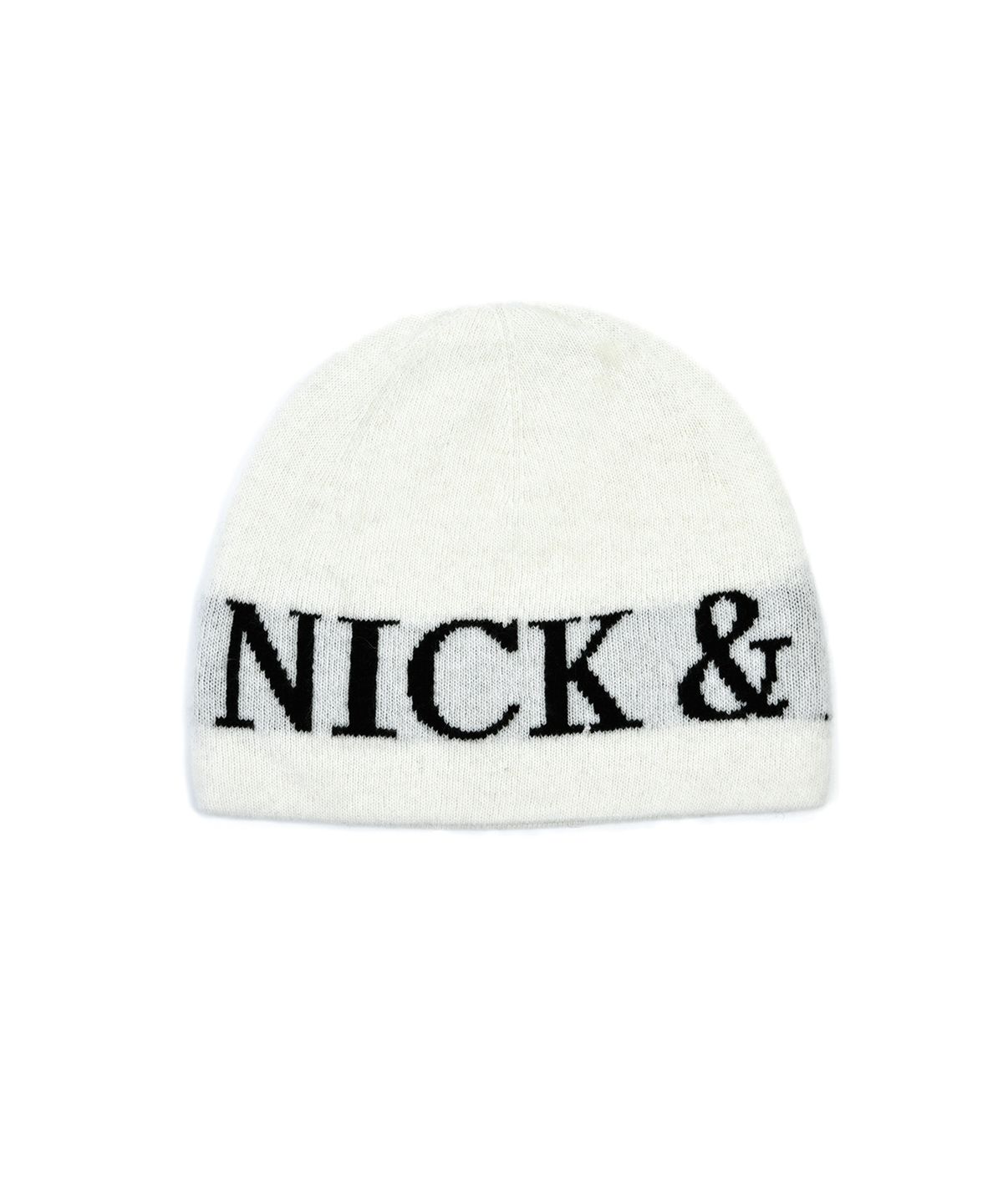 닉앤니콜(NICK&NICOLE) CASHMERE LETTERING JAQUARD BEANIE_IVORY