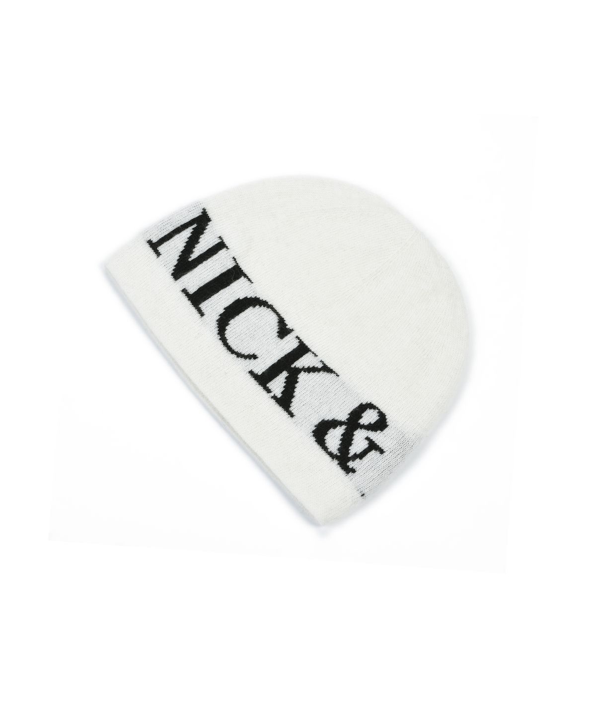 닉앤니콜(NICK&NICOLE) CASHMERE LETTERING JAQUARD BEANIE_IVORY