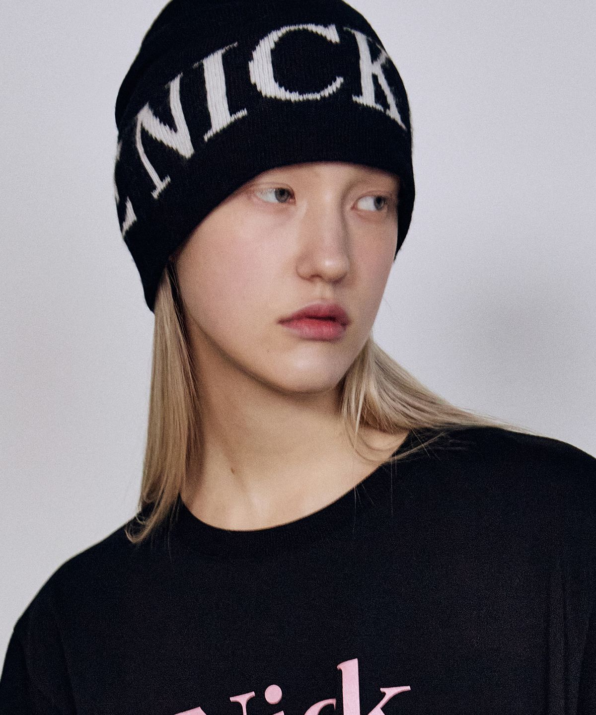 닉앤니콜(NICK&NICOLE) CASHMERE LETTERING JAQUARD BEANIE_6 COLOR