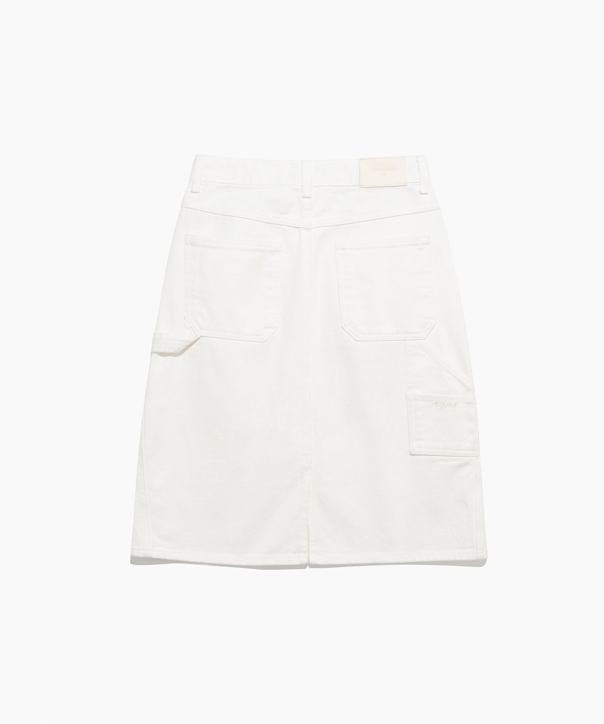 튜드먼트(TTUDEMENT) CARPENTER DENIM MIDI SKIRT WHITE
