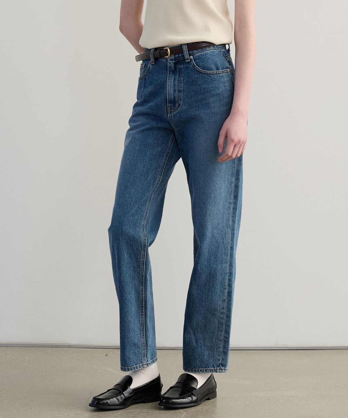 튜드먼트(TTUDEMENT) WASHING DENIM PANTS MID BLUE
