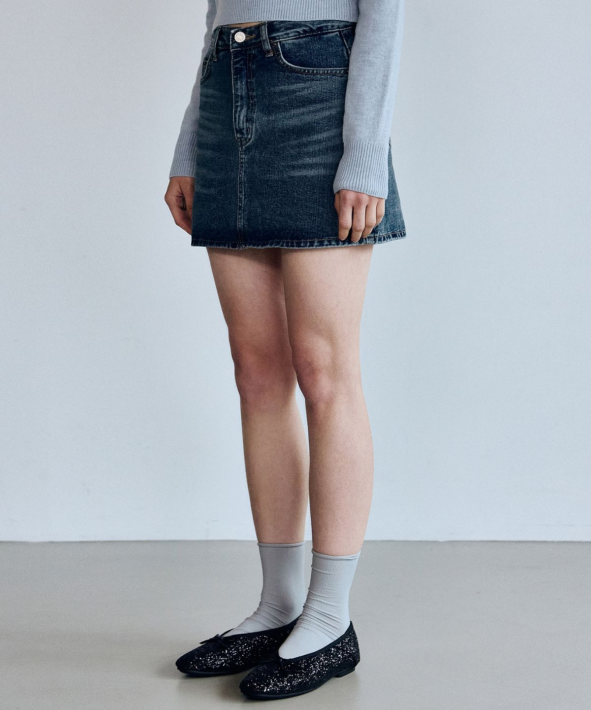 닉앤니콜(NICK&NICOLE) WASHING DENIM MINI SKIRT_BLUE