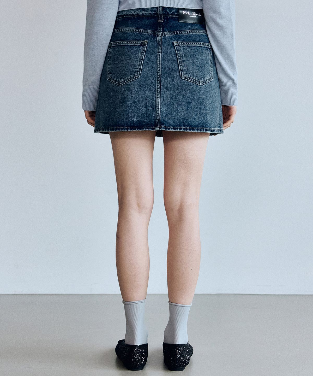 닉앤니콜(NICK&NICOLE) WASHING DENIM MINI SKIRT_BLUE