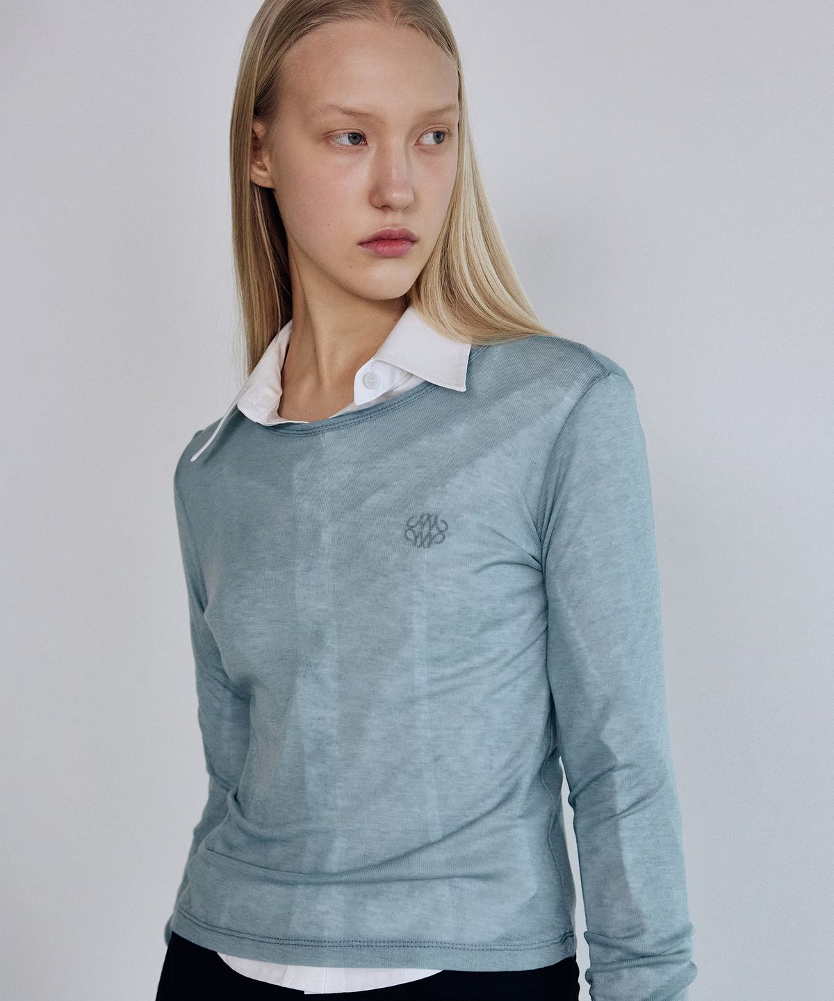 닉앤니콜(NICK&NICOLE) [ESSENTIAL] WOOL TENCEL TEE_SKY BLUE