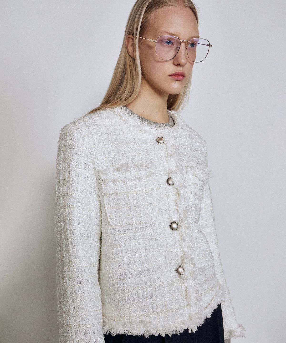 닉앤니콜(NICK&NICOLE) TRIMMING TWEED JACKET_IVORY