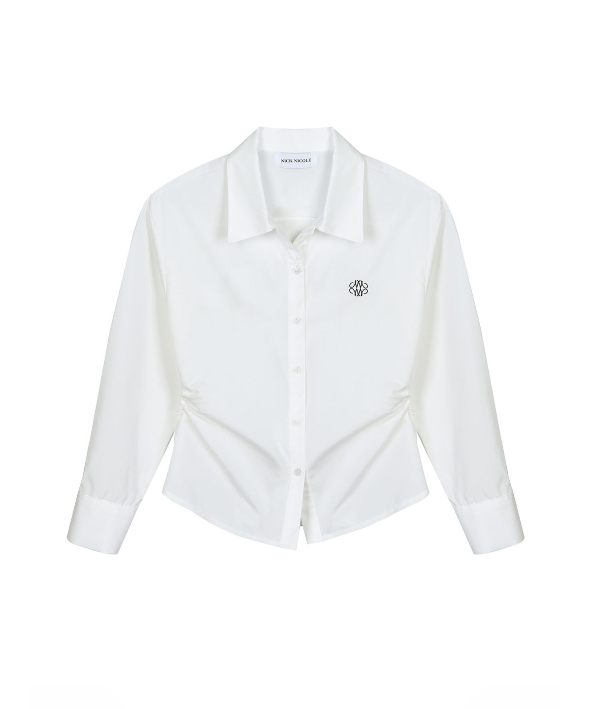 닉앤니콜(NICK&NICOLE) WRINKLE SLIM LINE SHIRRING SHIRT_IVORY