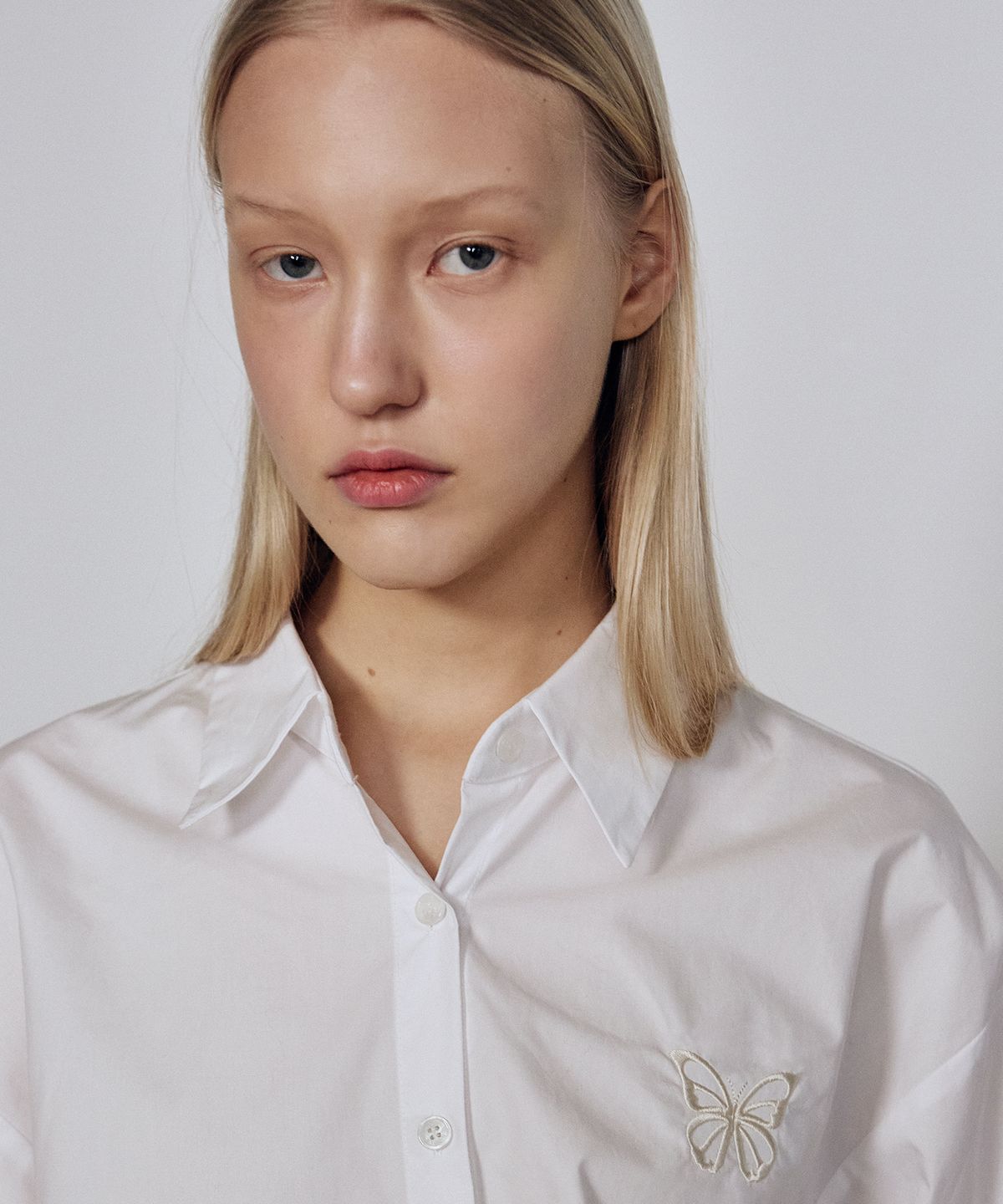 닉앤니콜(NICK&NICOLE) OVERFIT PAPER COTTON BUTTERFLY SHIRT_IVORY